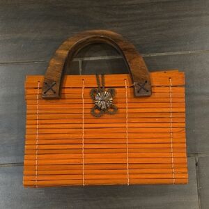 Vintage  Wooden Handle Bamboo Purse NWOT